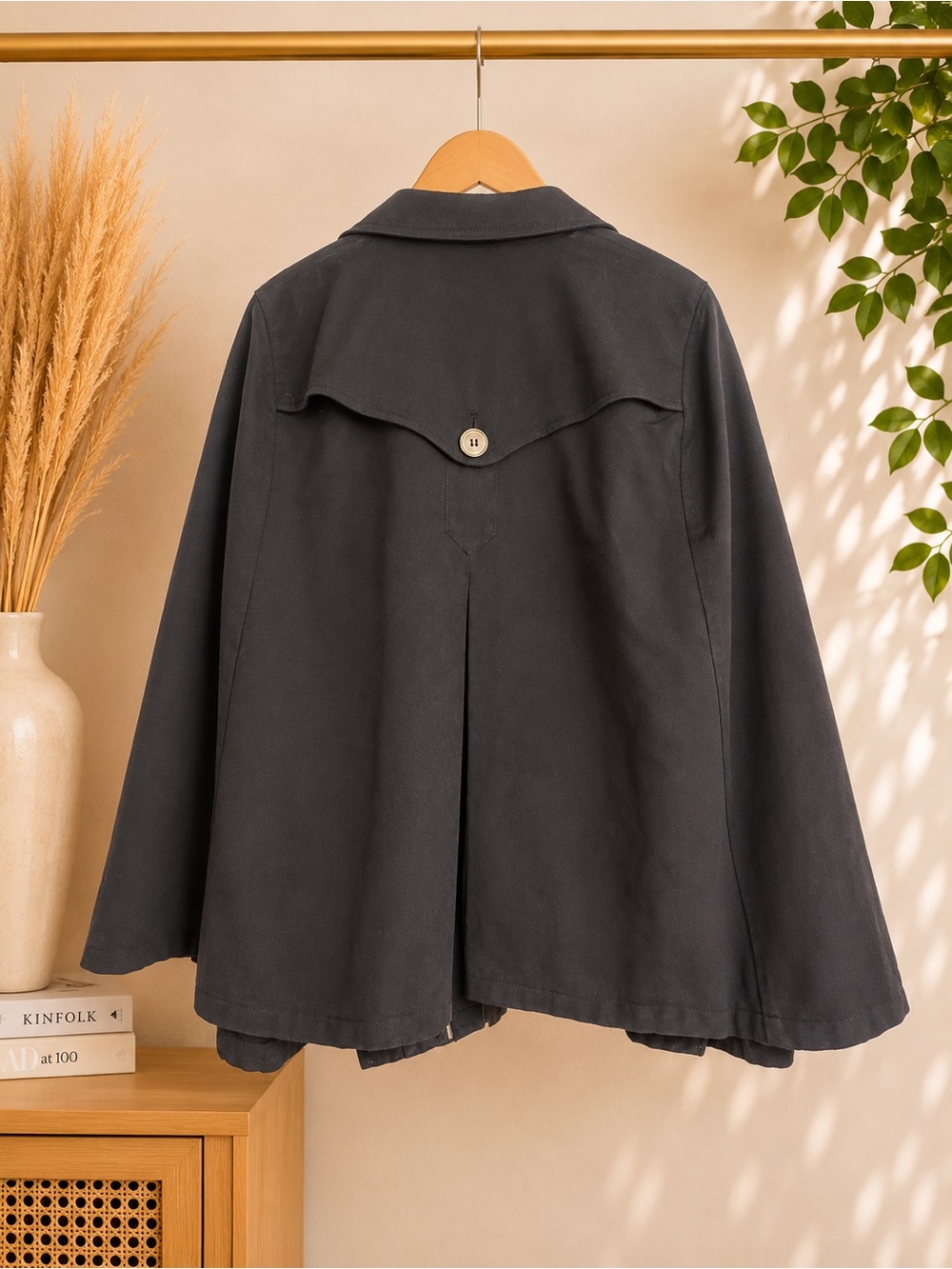 BCBGMaxAzria Navy Asymmetric Zip Motorcycle Cape Jacket - Picture 2 of 3